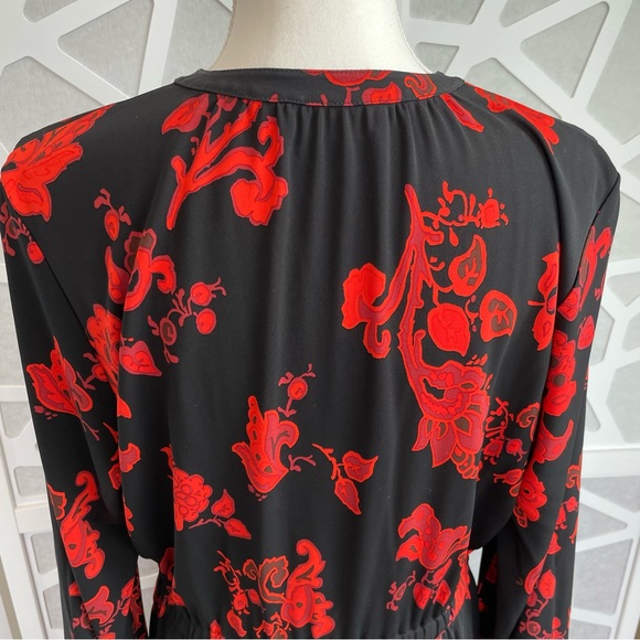 Tory Burch Floral Jersey Dress in Black Mountain Paisley sz L Large - Picture 11 of 16